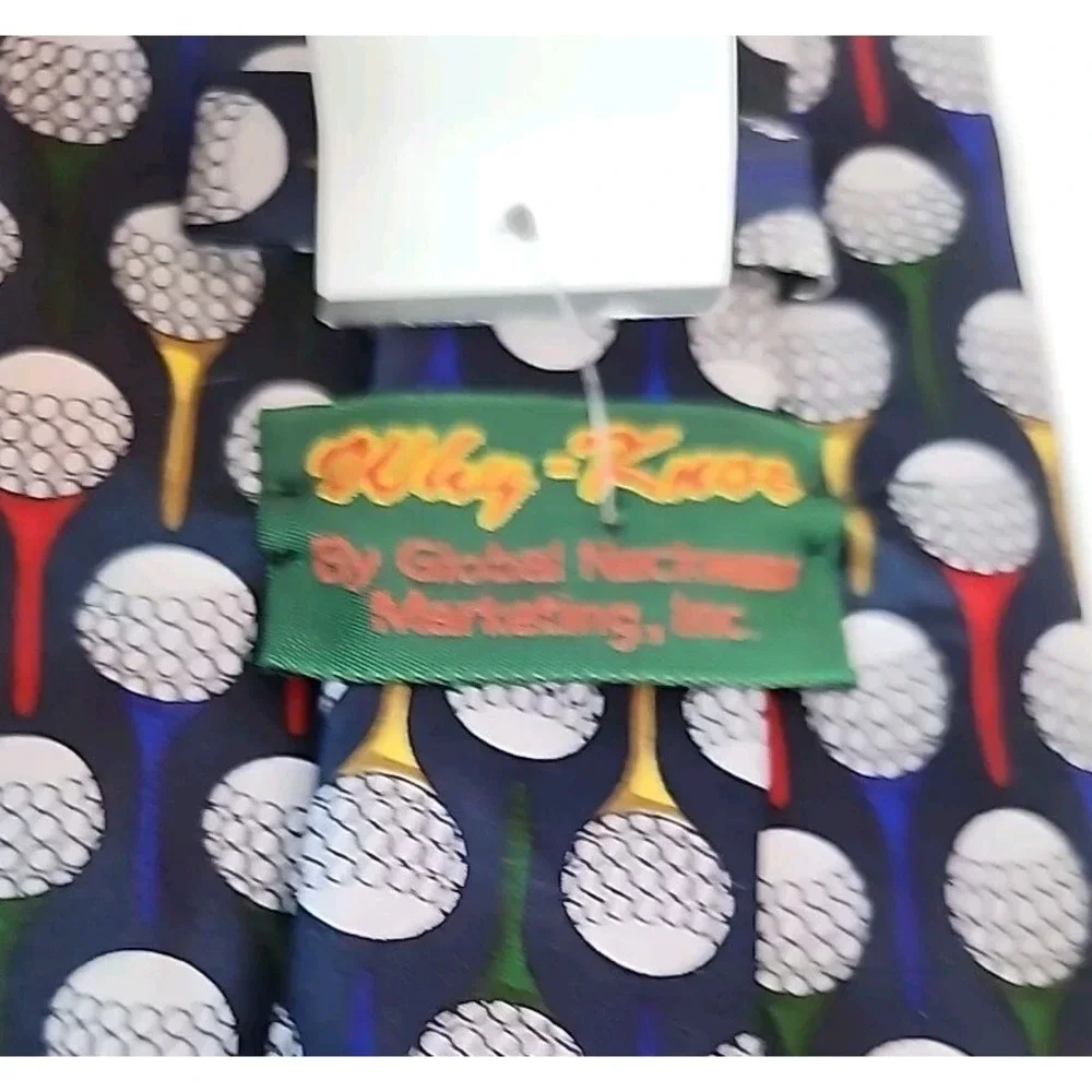 Golf Ball Club Tee 100% Silk Tie Neck Tie‎ Novelty Sport Theme Gift Why Knot